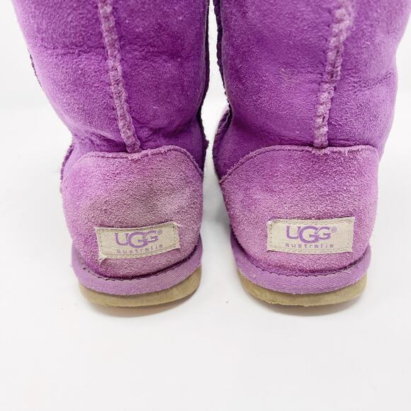 UGG Womens 5 Classic Short Boots Purple Ruby Suede Leather Cozy Lounge Warm Soft - Picture 6 of 12